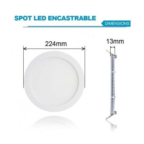 Spot Encastrable LED 18W Rond Extra-Plat Blanc Neutre 4500K