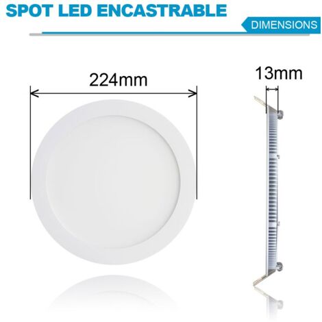 Spot Encastrable LED 18W Rond Extra-Plat Blanc Chaud 3000K