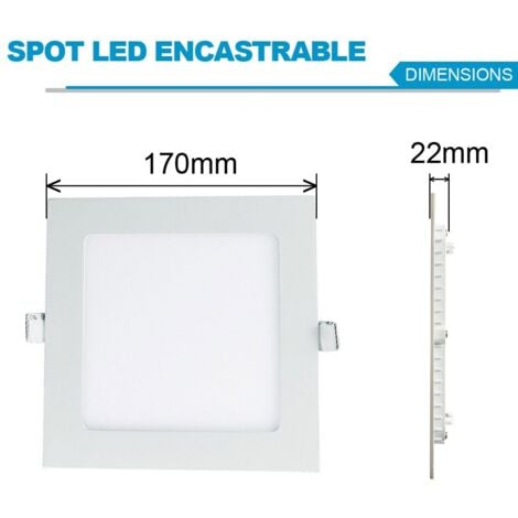 Spot Encastrable LED Carre Extra-Plat 12W - Blanc Neutre 4500K