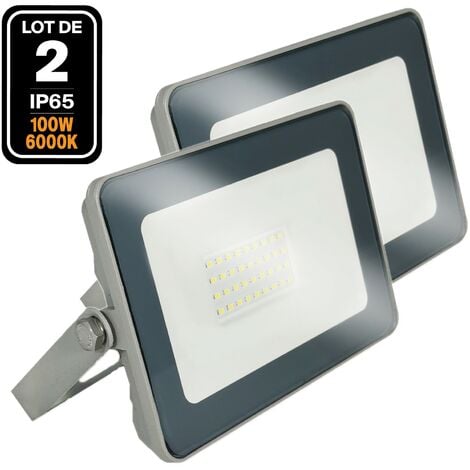 2 Projecteurs LED 100W Proline Blanc Froid 6500K Haute Luminosité