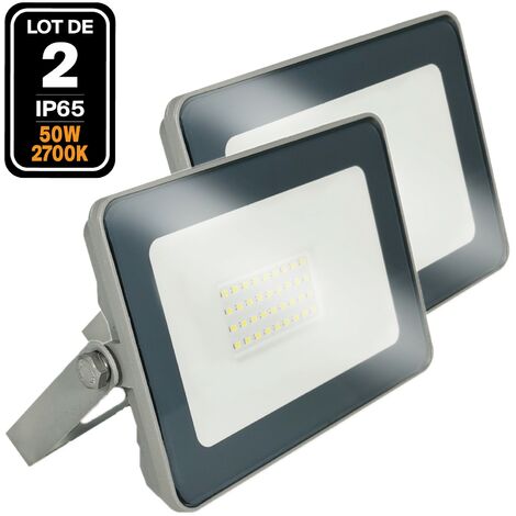 2 Projecteurs LED 50W Proline Blanc Chaud 3000K Haute Luminosité