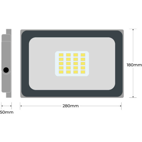 2 Projecteurs LED 50W Proline Blanc Chaud 3000K Haute Luminosité