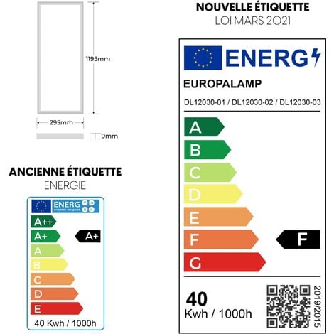 2 Dalles LED 1200x300 40W Blanc Froid 6000k Haute Luminosité - Plusieurs modèles disponibles