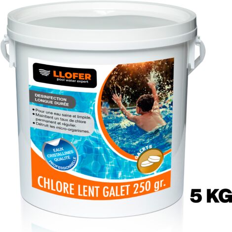 Chlore lent multi-fonctions galet de 200 gr seau de 5 kg