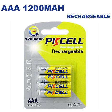 4 Piles Rechargeables AAA 1200mAh 1.2V PKCell