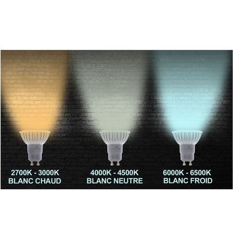 10 Ampoules GU10 7W eq. 50W Blanc Naturel 4500k Haute Luminosité