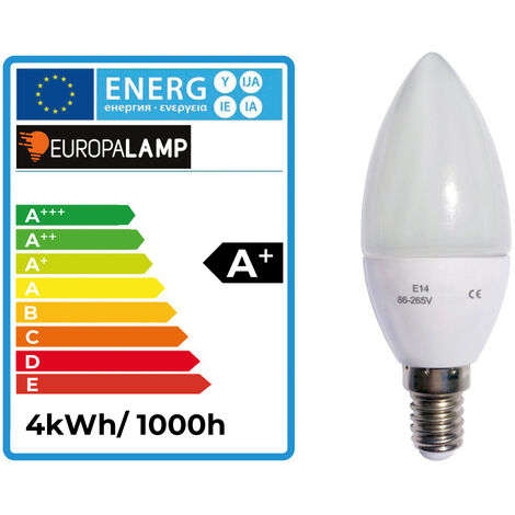 Ampoule LED flamme E14 4W 3000K Haute Luminosité - www.europalamp.com