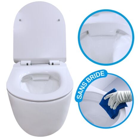 Pack Complet WC Sans Bride Bati Autoportant + Cuvette Noir Mat