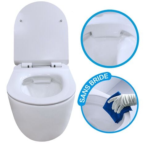 Pack Complet WC Sans Bride Bati Autoportant + Cuvette Noir Matt
