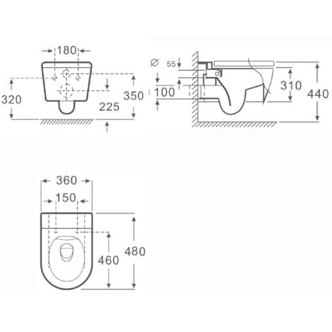 Pack complet WC bâti autoportant + Cuvette gris matt suspendu