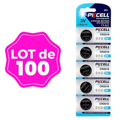 100 Piles Bouton CR2016 3V 75mAh Lithium Kodak (1/3)