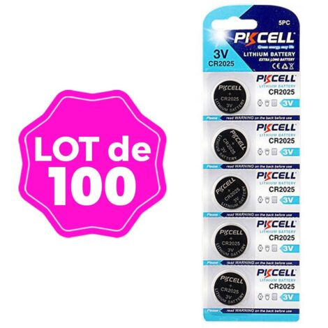 100 Piles Bouton CR2025 3V 150mAh Lithium Kodak (1/3)