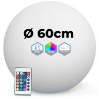 Europalamp – Boule lumineuse LED multicolore 60 cm – Autonome et étanche IP65 – Télécommande infrarouge incluse – Éclairage décoratif pour piscine et jardin