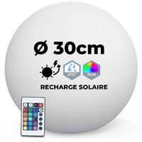 Europalamp – Boule lumineuse LED solaire étanche IP67 30cm – 6 LEDs multicolores + 6 blanches – Télécommande infrarouge incluse – Flottante pour piscine