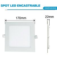 Spot Encastrable LED Carre Extra-Plat 12W - Blanc Chaud 3000K - Blanc Chaud 3000K