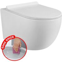 CONFORT - WC suspendu sans bride avec fixations invisibles + abattant ultra fin déclipsable + frein de chute