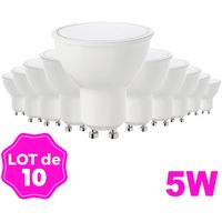 Lot de 10 Ampoules LED 5W GU10 Blanc Froid Haute Luminosité