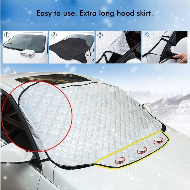 Couverture Pare-brise Voiture Comeder Avec 9 Aimants - Protection Contre Neige, Givre, Soleil (165x126 Cm)