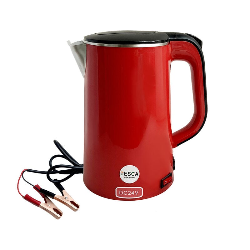 Bouilloire solaire 12v dc grande capacité 1.8L avec clip de batterie pour la cuisson-