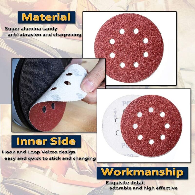 80 Disques Abrasifs Velcro 125mm - Lot Avec 8 Grains (P40 à P240) Pour Ponceuse Excentrique