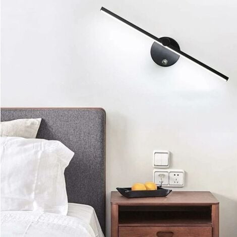 Applique murale Lampes pour Miroir LED Dimmable avec Interrupteur, Applique Salle de Bain Rotative à 300° LED 8W 4000K Lampe Miroir Salle