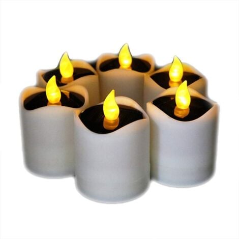 6 Pcs Bougies LED, Bougie Solaire Flamme,Bougies à LED -Réaliste et Bright, Puissance de la Solaire,Scintillement,étanche, pour Votive Table Party Anniversaire Mariage Noël-