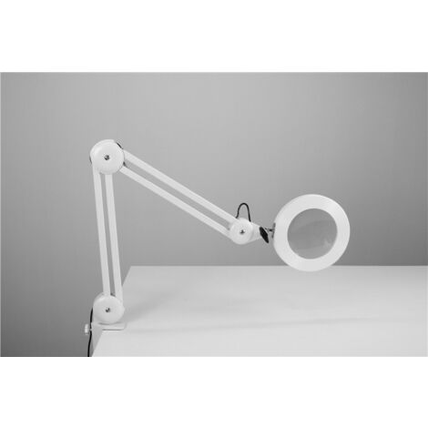 Lampe loupe, lampe de travail - pince en métal, bras pivotant, éclairage à intensité variable en mode 3 couleurs [Classe d'efficacité énergétique E] -