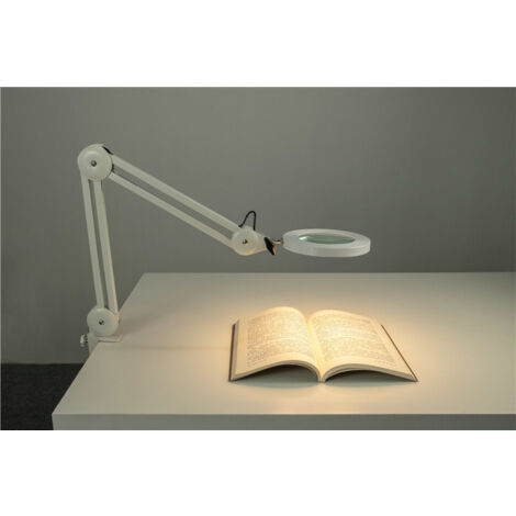 Lampe loupe, lampe de travail - pince en métal, bras pivotant, éclairage à intensité variable en mode 3 couleurs [Classe d'efficacité énergétique E] -