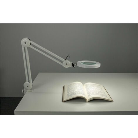 Lampe loupe, lampe de travail - pince en métal, bras pivotant, éclairage à intensité variable en mode 3 couleurs [Classe d'efficacité énergétique E] -