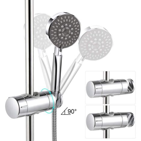 Support De Douche Aoleca Réglable 18-25mm - Chromé ABS - Pour Barre De Douche Standard