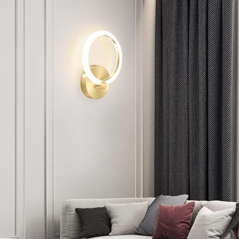 Applique Murale LED Intérieur Or Moderne Lampe De Chevet Ronde 19cm Salon Couloir Applique Murale Chambre Décor, 10W (3000K Blanc Chaud), Or