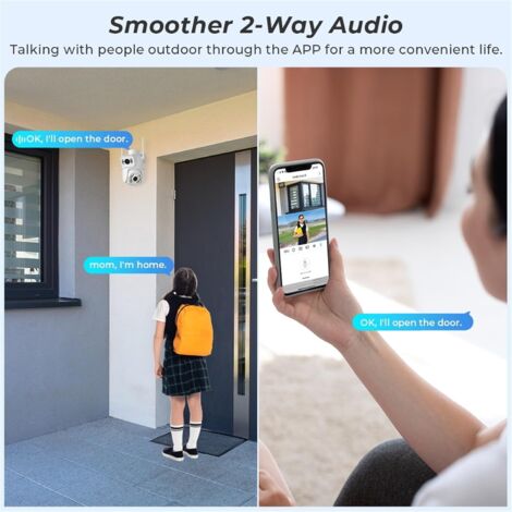 Caméra de Surveillance, Caméra 4MP 8MP 4K PTZ double objectif avec double écran Ai détection humaine suivi automatique caméra de Surveillance extérieure sans fil ,Caméras de sécurité(8MP NO SD Card)