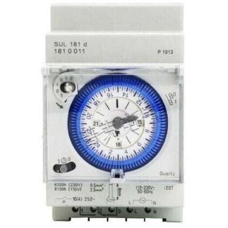 Mécanique Interrupteur Horaire Bidirectionnel 24 Heures Rail DIN avec Réserve de Marche SUL 181d 110-230V