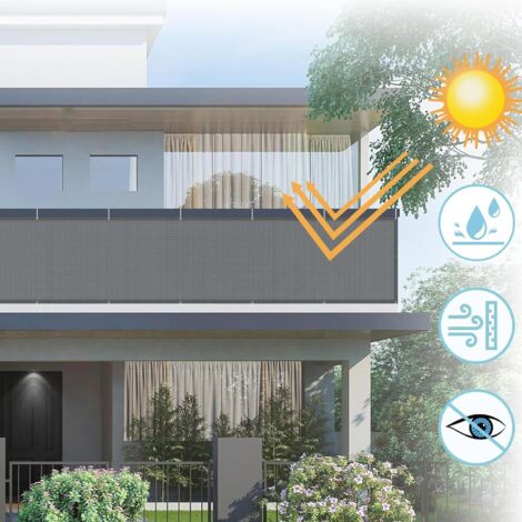 Brise Vue Balcon 90x300cm Gris Foncé - Écran Occultant Imperméable Pour Terrasse Et Jardin