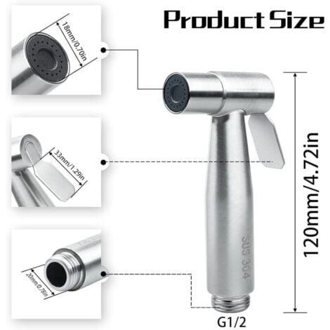 FOREHILL Douchette WC, Douchette Toilette WC, Pulvérisateur de Baignoire Portatif pour Toilettes Kit de Pulvérisateur de Bidet en Acier Inoxydable