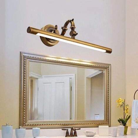 FOREHILL Lampe de Miroir Salle de Bain LED Vintage Appliques Éclairage de Salle de Bain Laiton IP44 Imperméable Éclairage pour Coiffeuse Lampes pour Miroir Cosmétique, lampe miroir européenne rétro，8W