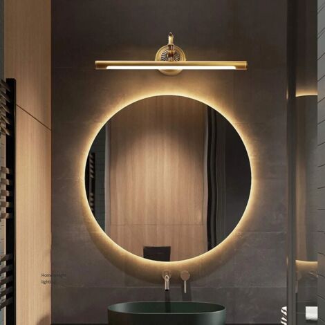 FOREHILL Lampe de Miroir Salle de Bain LED Vintage Appliques Éclairage de Salle de Bain Laiton IP44 Imperméable Éclairage pour Coiffeuse Lampes pour Miroir Cosmétique, lampe miroir européenne rétro，8W