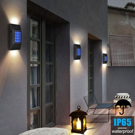 FOREHILL Applique solaire décoration extérieure jardin applique murale jardin étanche haut et bas applique murale décoration extérieure lumineuse 4 pièces lumière chaude FOREHILL