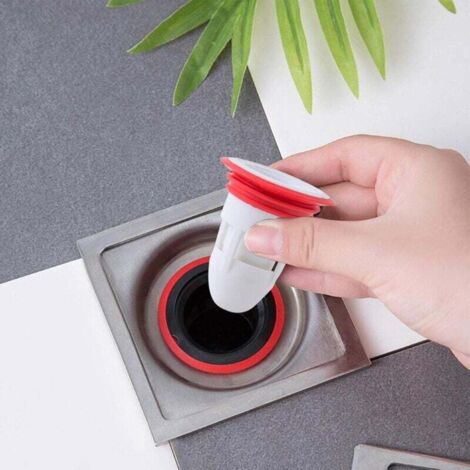 Bouchon Anti-Odeur Pour Douche - 2 Pièces Avec Joint Étanchéité - Compatible Siphons 28-45mm - Noir/Rouge