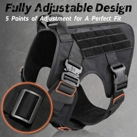 FOREHILL Gilet tactique chien moyen et grand manteau tactique chien nylon 1000D hydrofuge noir code M
