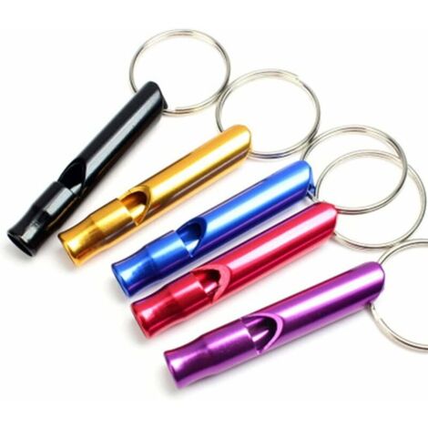 PATIKIL Lot De 4 Sifflets De Survie D'urgence, Double Tube, Sifflets Super Puissants En Aluminium Avec Cordon Porte-clés Pour Camping, Randonnée, Bleu Foncé