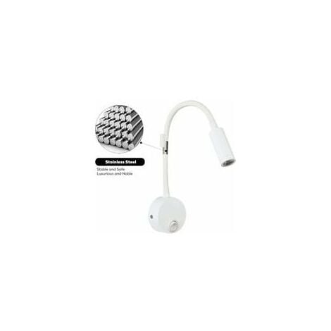 lot de 2 Applique de Lecture Blanc, Lampe Col de Cygne Flexible LED 3W Fixation Liseuse Murale avec interrupteur pour Chambres Salon Intérieur Salon