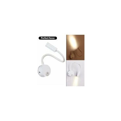 lot de 2 Applique de Lecture Blanc, Lampe Col de Cygne Flexible LED 3W Fixation Liseuse Murale avec interrupteur pour Chambres Salon Intérieur Salon