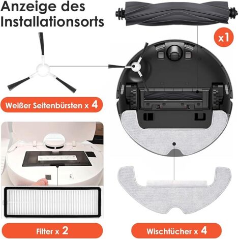 Kit Pièces De Rechange Pour Aspirateur Robot Dream D20 Plus - Brosses, Filtres, Serpillères, Sacs (16 Pièces)