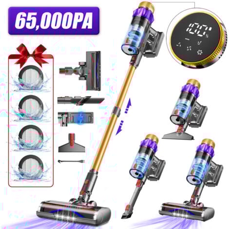 65Kpa/600W Aspirateur Balai, autonomie 70 min, filtration à 7 niveaux, Trois modes réglables