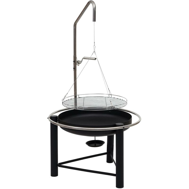 Outsunny Barbacoa de Carbón con Parrilla Ajustable en Altura para Exterior Barbacoa  Portátil con Estante de Almacenaje y Ruedas 90x45x96 cm Negro