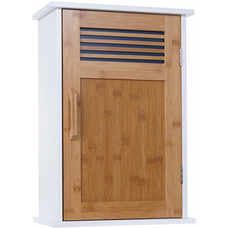 Armario de pared para baño, botiquines de madera con 2 puertas y estantes  ajustables sobre el inodoro con 3 compartimentos, organizador de
