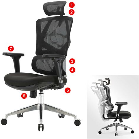 Silla de oficina ergonómica, silla de escritorio con respaldo alto con  soporte lumbar elástico y reposabrazos de metal 3D, silla de computadora de
