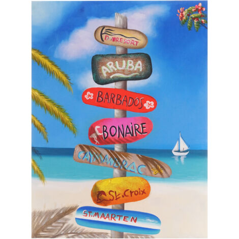 Pintura al óleo letrero de la calle, 100% pintado a mano pintura mural XL, 100x75cm (1/5)