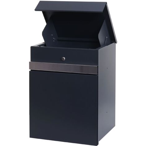 Buzón para paquetes HHG-121, buzón para paquetes compartimento para paquetes buzón para paquetes, metal, acero galvanizado antracita-inoxidable